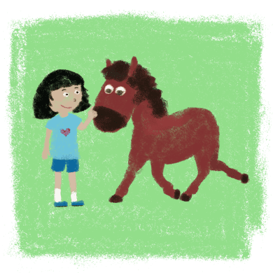 Ein Mädchen mit Pferd